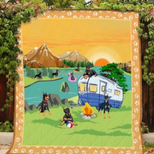 Camping – Dobermann– Quilt – POD000019