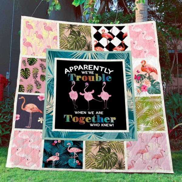 Apparently We're Trouble When We are Together Who Knew - Flamingo Quilt - POD000008