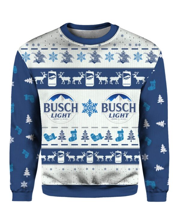 BUSCH LIGHT KNITTING PATTERN 3D PRINT UGLY CHRISTMAS SWEATSHIRT