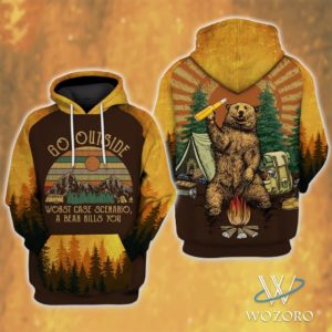 A Bear Kills You Vintage Camping All Over Printed Shirt - Vr2