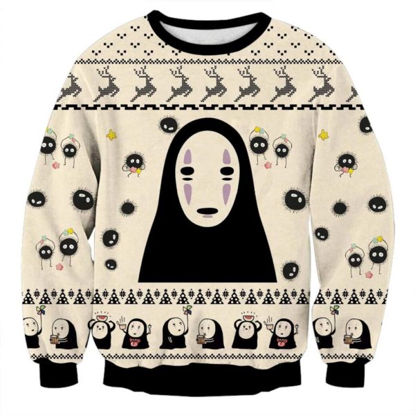 NO FACE GHIBLI 3D PRINT UGLY CHRISTMAS SWEATSHIRT