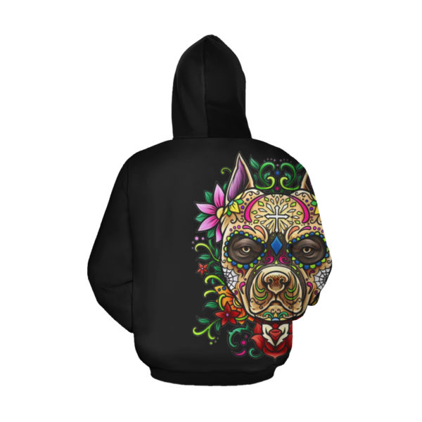 3D Hoodie Great Pitbull Flower Black - M0402