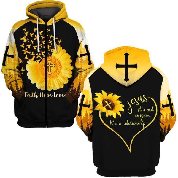 Faith Hope Love Jesus Is A Realtionship All Over Printed