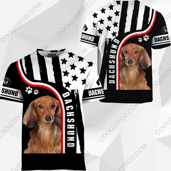 Dachshund-Black and White US Flag 3D-0489-261119