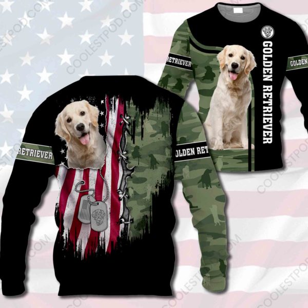 Golden Retriever US Flag-0489