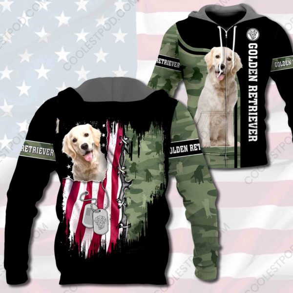 Golden Retriever US Flag-0489