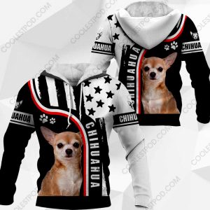 Chihuahua-Black and White US Flag 3D-0489-261119