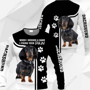 Dachshund Black Long Hair When I Needed A Hand I Found Your Paw - M0402 - 221119