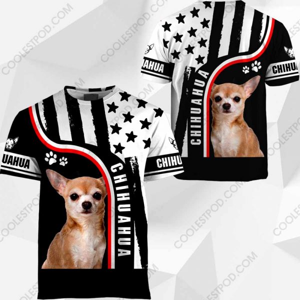 Chihuahua-Black and White US Flag 3D-0489-261119