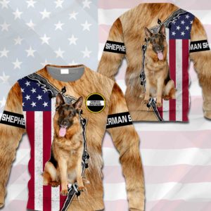 German Shepherd - US Flag & Dog's Fur - 0489