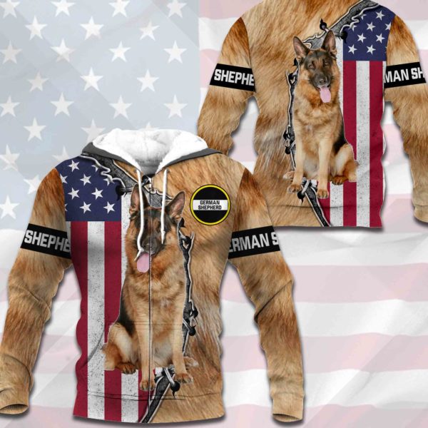 German Shepherd - US Flag & Dog's Fur - 0489