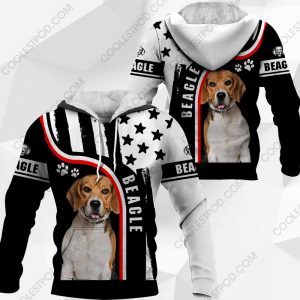 Beagle-Black and White US Flag 3D-0489-261119