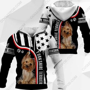 Yorkshire Terrier-Black and White US Flag 3D-0489-261119