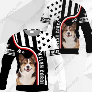 Tricolor Welsh Corgi-Black and White US Flag 3D-0489-291119