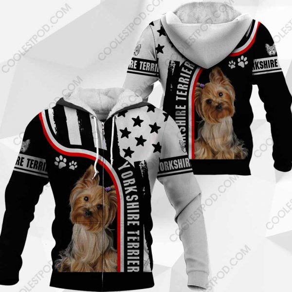 Yorkshire Terrier-Black and White US Flag 3D-0489-261119