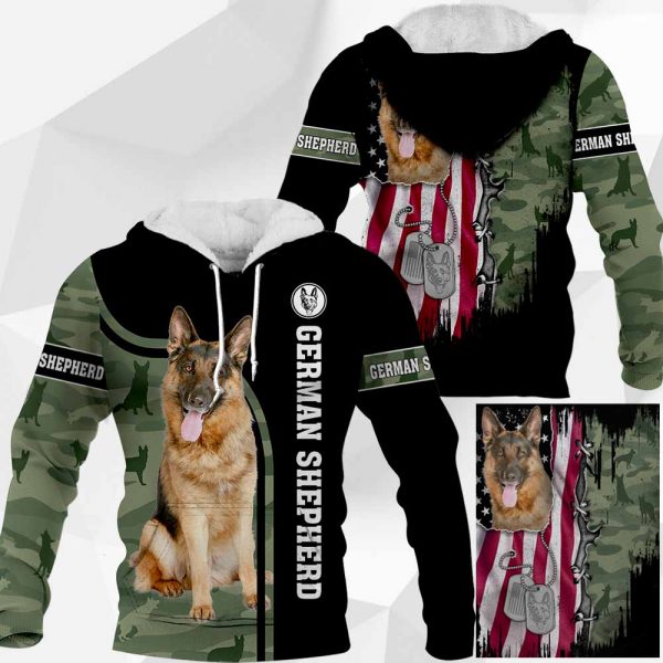 German Shepherd - US Flag vr2 - 0489 - 061119