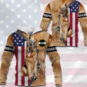 German Shepherd - US Flag & Dog's Fur - 0489