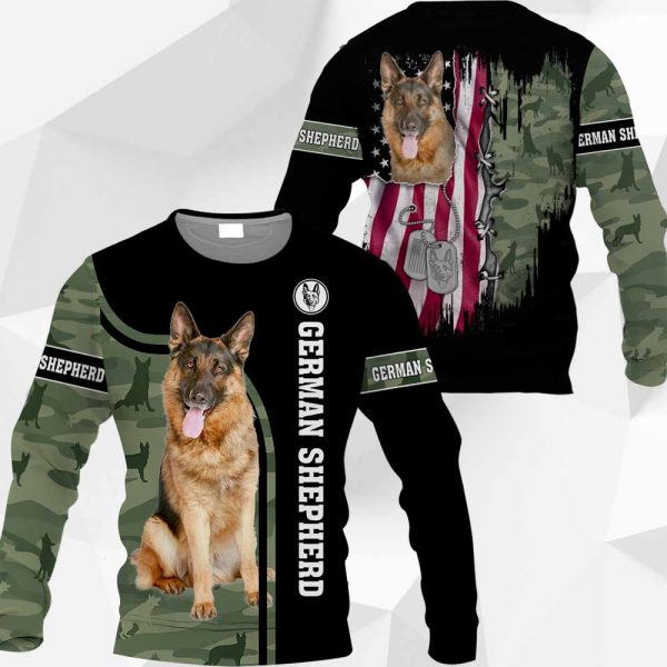 German Shepherd - US Flag vr2 - 0489 - 061119