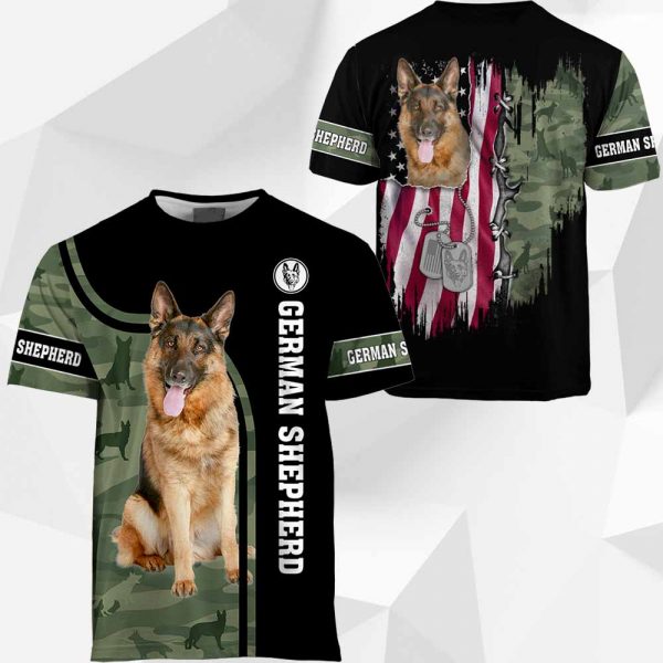 German Shepherd - US Flag vr2 - 0489 - 061119