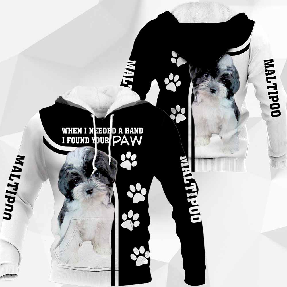Maltipoo Black And White - When I Needed A Hand I Found Your Paw - M0402 - 201119
