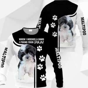 Maltipoo Black And White - When I Needed A Hand I Found Your Paw - M0402 - 201119