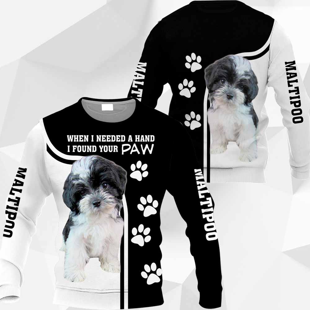 Maltipoo Black And White - When I Needed A Hand I Found Your Paw - M0402 - 201119