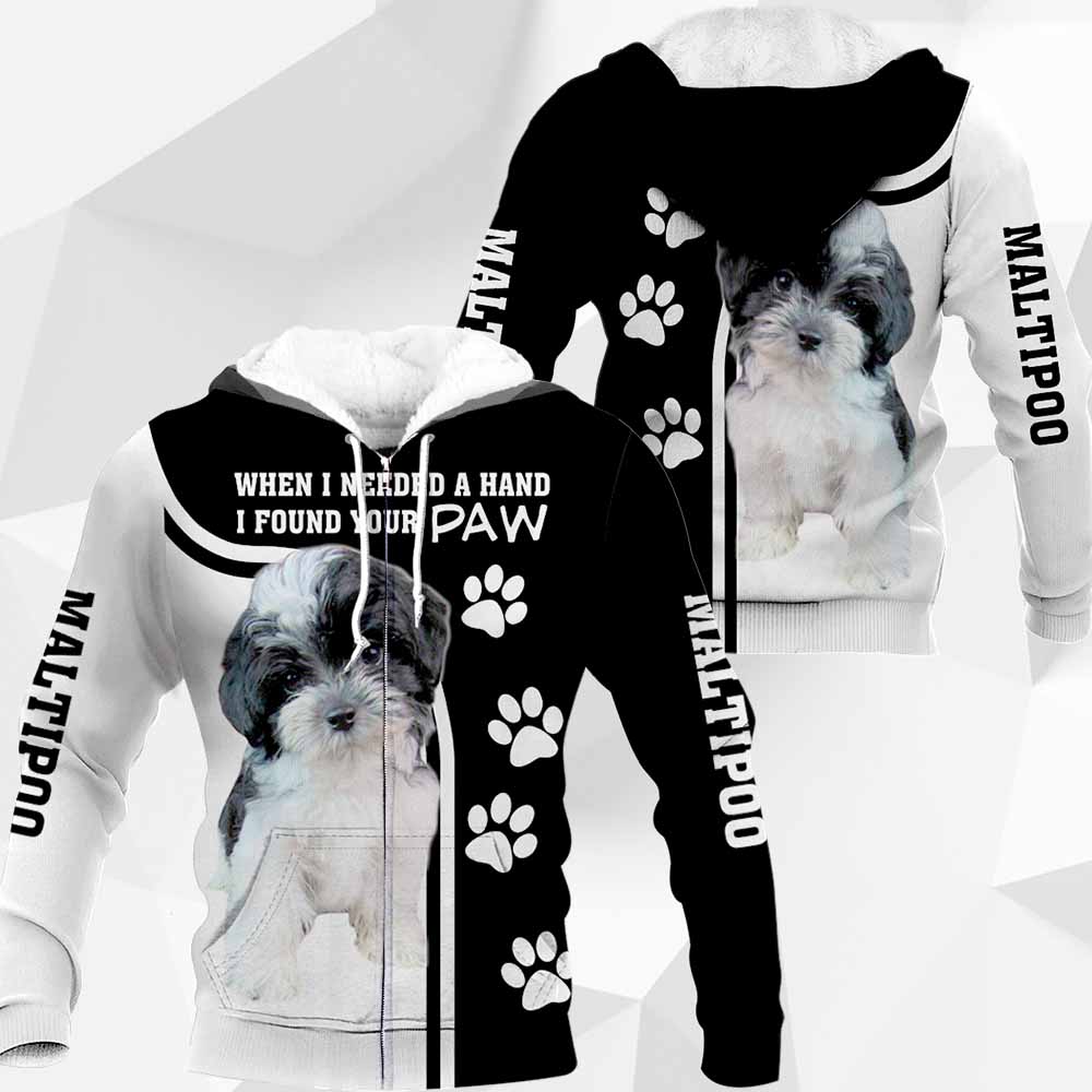 Maltipoo Black And White - When I Needed A Hand I Found Your Paw - M0402 - 201119