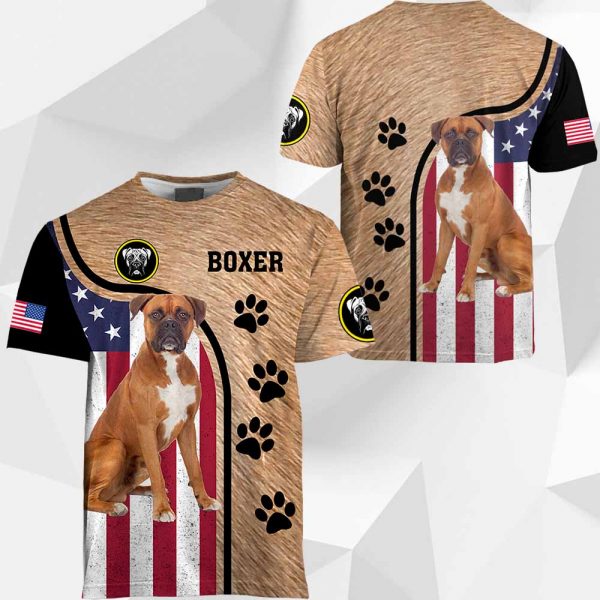 Boxer - US Flag Dog's Fur - 0489