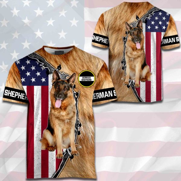 German Shepherd - US Flag & Dog's Fur - 0489