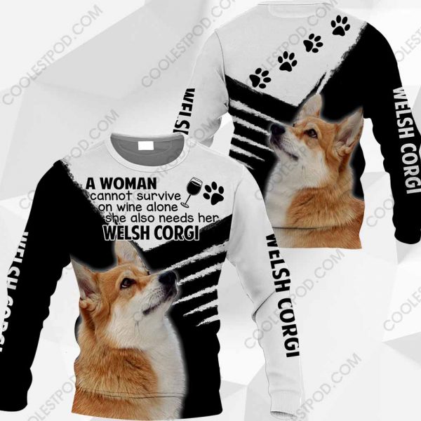 Welsh Corgi - A Woman Cannot Survive On Wine Alone - 0489 - 301219