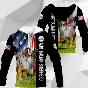 Australian Shepherd - American Flag - 281219