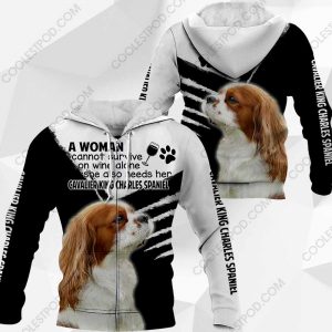 Cavalier King Charles Spaniel - A Woman Cannot Survive On Wine Alone - 0489 - 301219