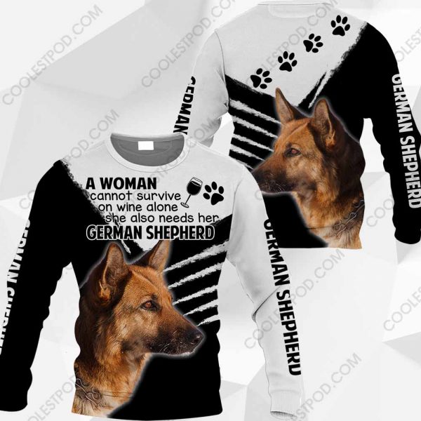 German Shepherd - A Woman Cannot Survive On Wine Alone - 0489 - 301219