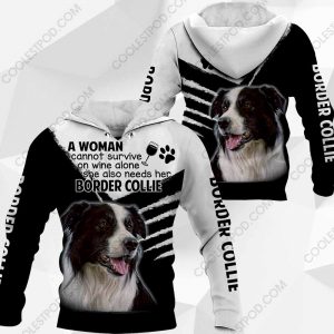Border Collie - A Woman Cannot Survive On Wine Alone - 0489 - 301219