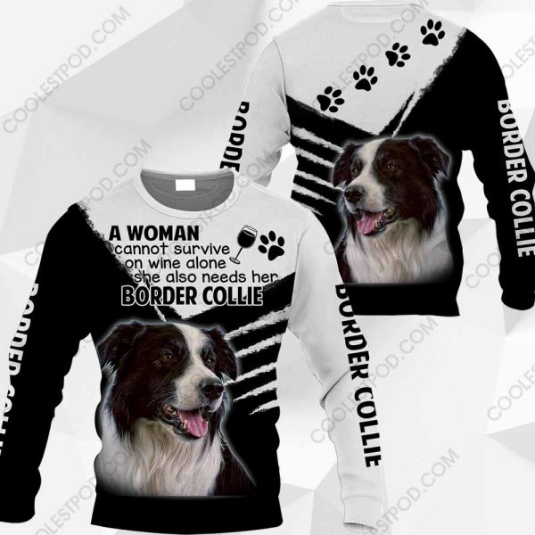 Border Collie - A Woman Cannot Survive On Wine Alone - 0489 - 301219