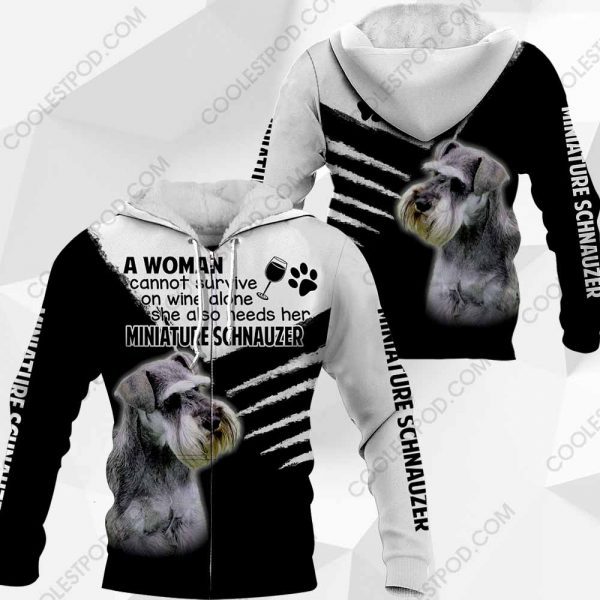 Miniature Schnauzer - A Woman Cannot Survive On Wine Alone - 0489 - 301219