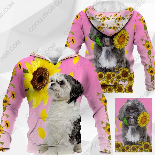 Black And White Shih Tzu Sunflower - M0402 - 141219