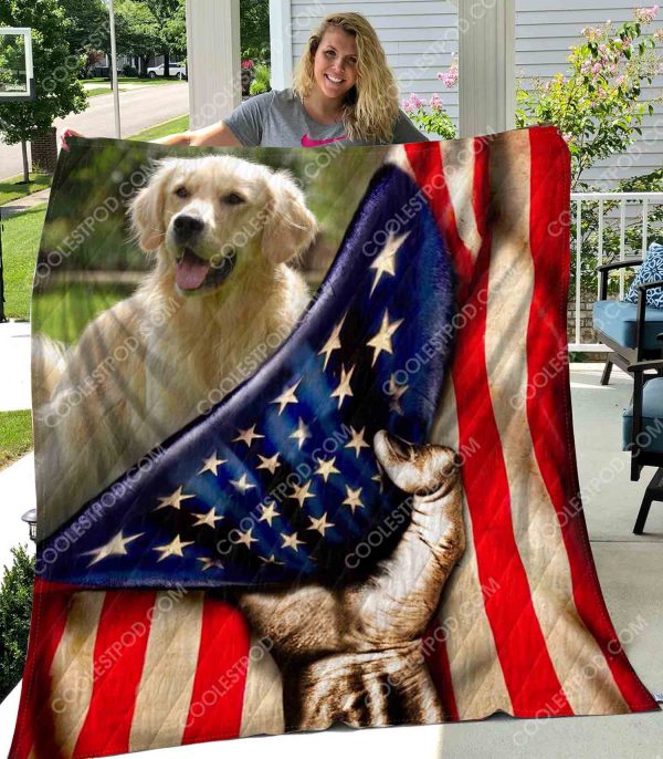 Golden Retriever - Flag - Quilt - 281219