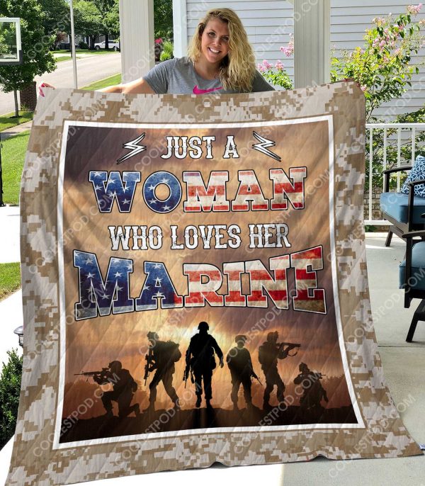 U.S. Marine - Just A Woman Who Love Her Marine - Quilt  - 1001 - 181219