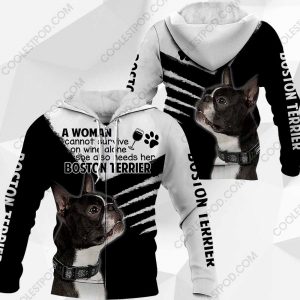 Boston Terrier - A Woman Cannot Survive On Wine Alone - 0489 - 301219