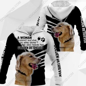 Golden Retriever - A Woman Cannot Survive On Wine Alone - 0489 - 301219