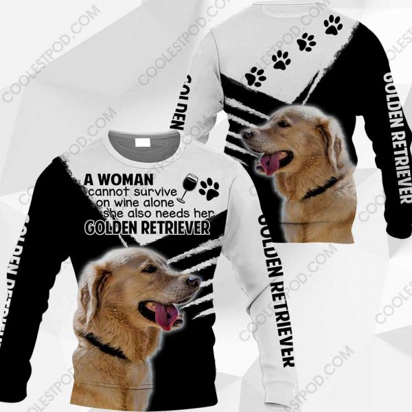 Golden Retriever - A Woman Cannot Survive On Wine Alone - 0489 - 301219