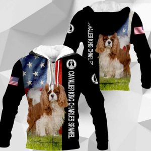 Cavalier King Charles Spaniel - American Flag - 281219