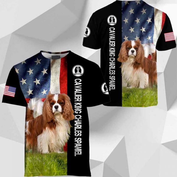 Cavalier King Charles Spaniel - American Flag - 281219