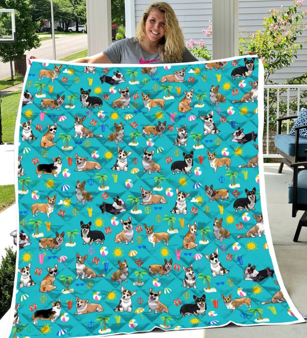 Quilt-Corgi-Camping and Beach 0489 HU090320