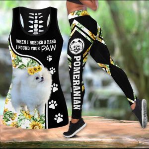 Pomeranian When I Needed A Hand I Found Your Paw Sunflower LEGGING OUTFIT 2511 HA210320