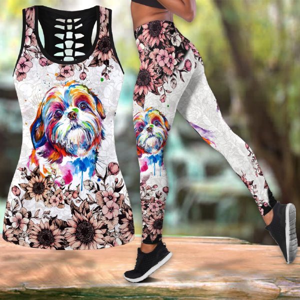 Combo Tank Top and Legging - Shih Tzu Flower Vr2 M0402 HU160320