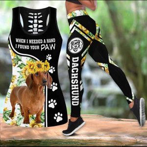 Red Dachshund When I Needed A Hand I Found Your Paw Sunflower LEGGING OUTFIT 2511 HA210320