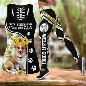 Welsh Corgi When I Needed A Hand I Found Your Paw Sunflower LEGGING OUTFIT 2511 HA160320