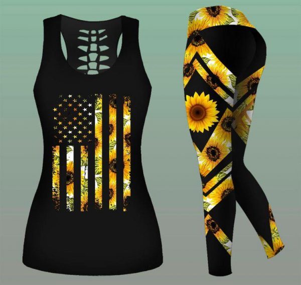 COMBO SUNFLOWER TANK TOP & LEGGING OUTFIT